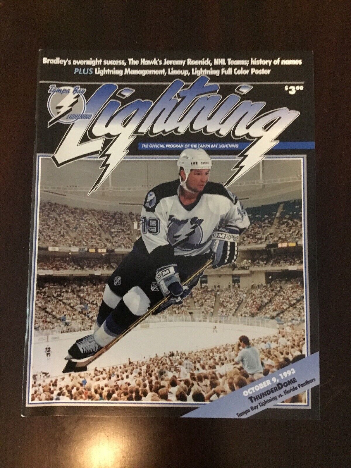 Tampa Bay Lightning NHL 1993 Opening Night TBL Vs Panthers Bradley Cover