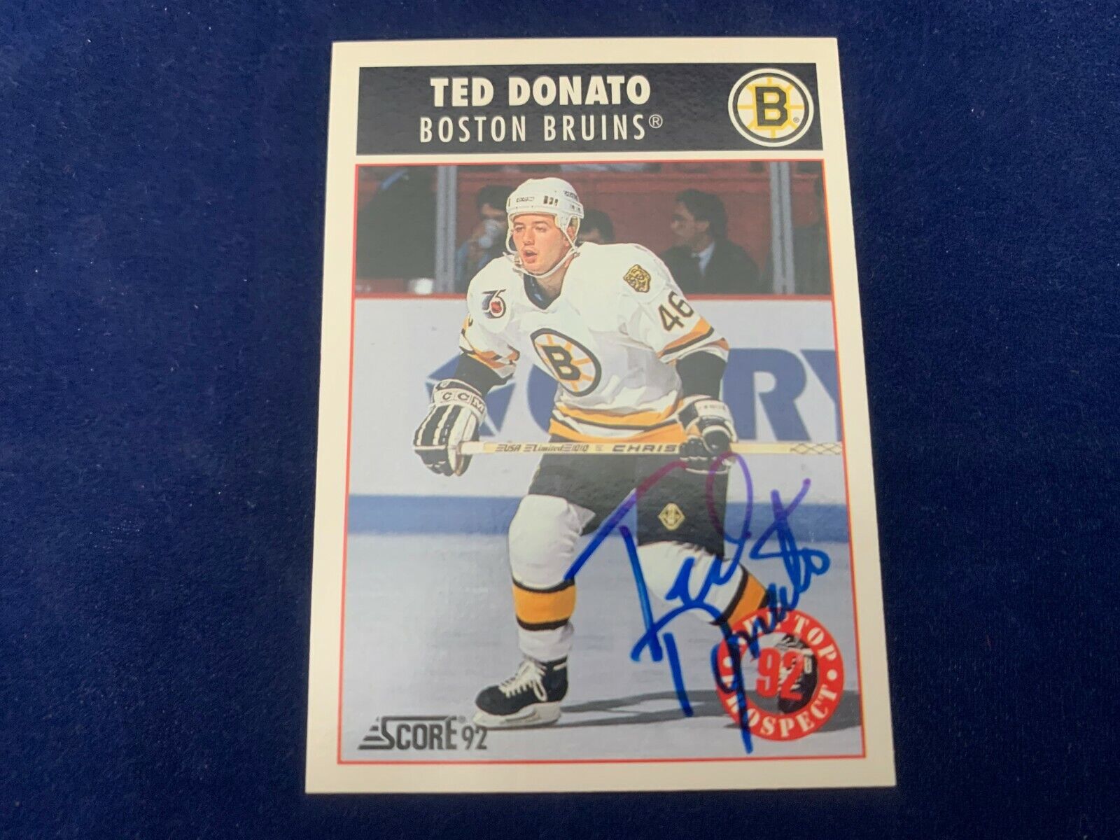 Ted Donato Boston Bruins Hand Signed 1992 Score Hockey Card 479 NM