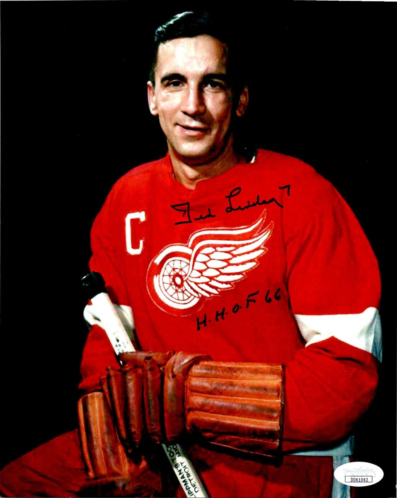 Ted Lindsay Detriot Red Wings Autographed 8x10 Photo JSA Cert.