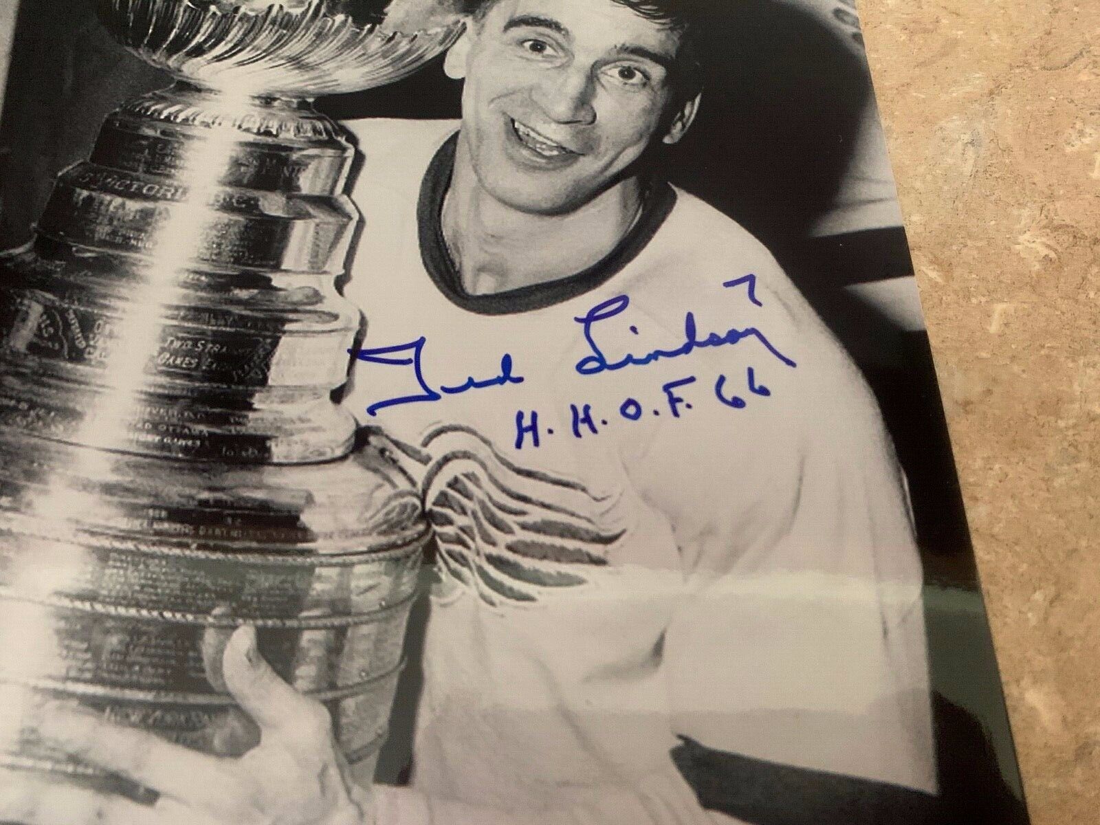 Ted Lindsay Red Wings HHOF 1966 Autographed 8x10 Hockey Photo 3 JSA COA HH75180