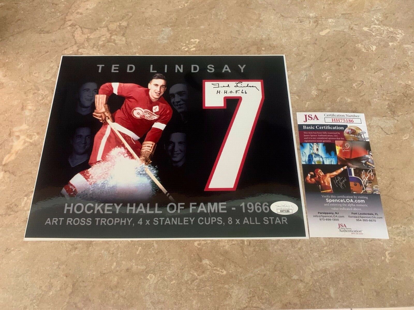 Ted Lindsay Red Wings HHOF 1966 Autographed 8x10 Hockey Photo JSA COA HH75186