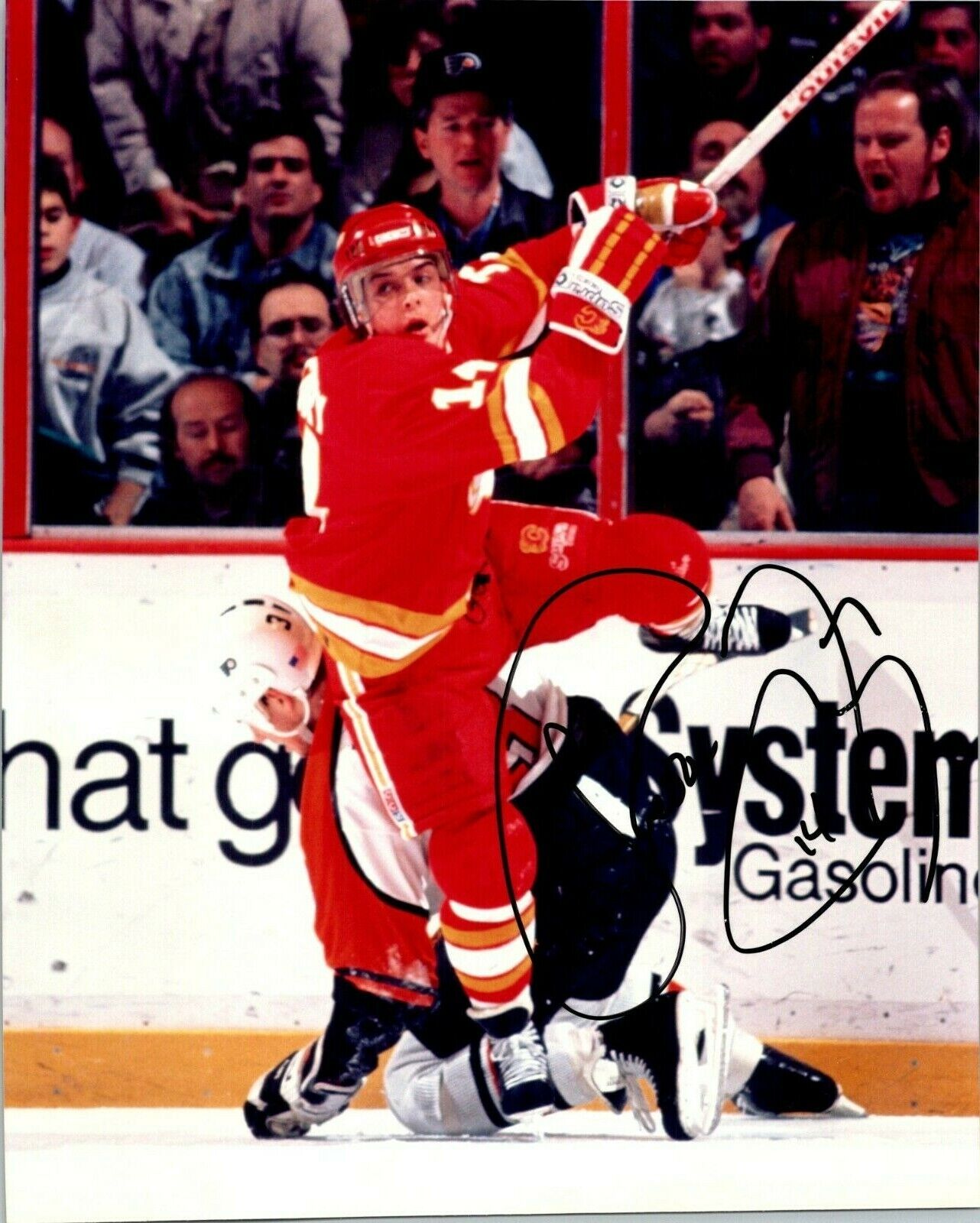 Theo Fleury Calgary Flames Signed Vintage 8x10 Color Photo A