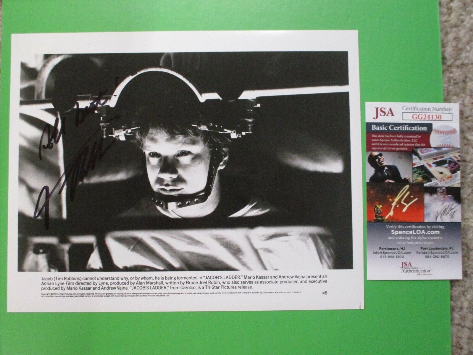 Tim Robbins Jacobs Ladder Jacob Singer Signed Autographed 8x10 B&W Photo JSA