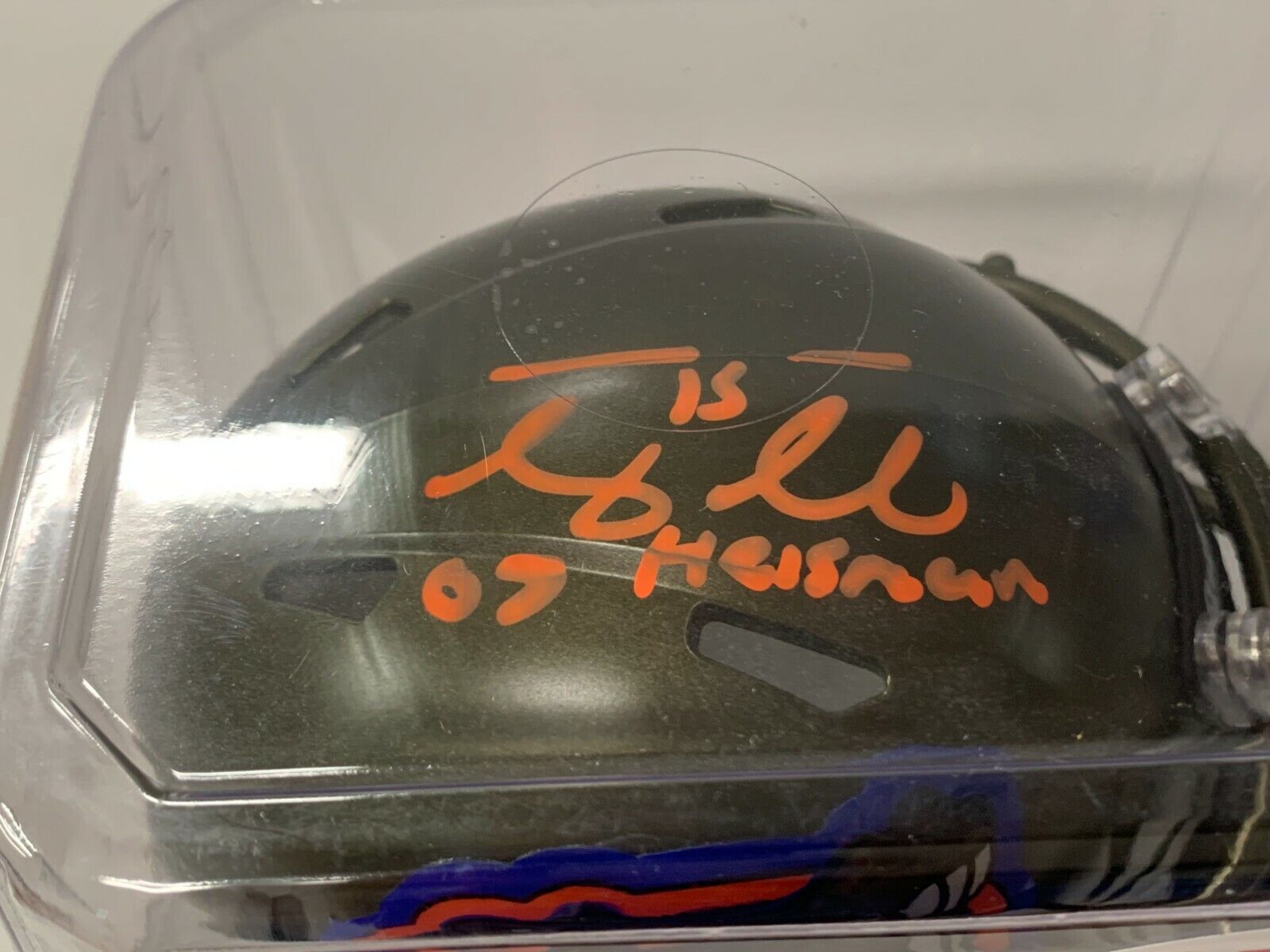 Tim Tebow Autographed Heisman 07 RARE Green Gators Mini Helmet W/ TT Hologram
