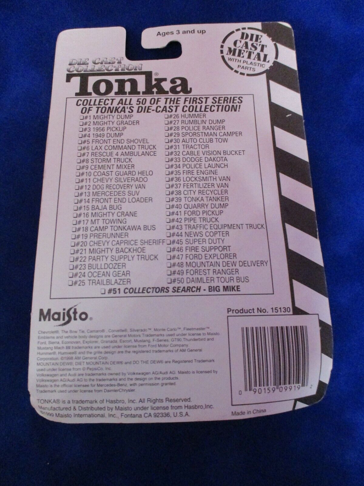 Tonka Die Cast Collection Mercedes SUV 13/50 Vehicles