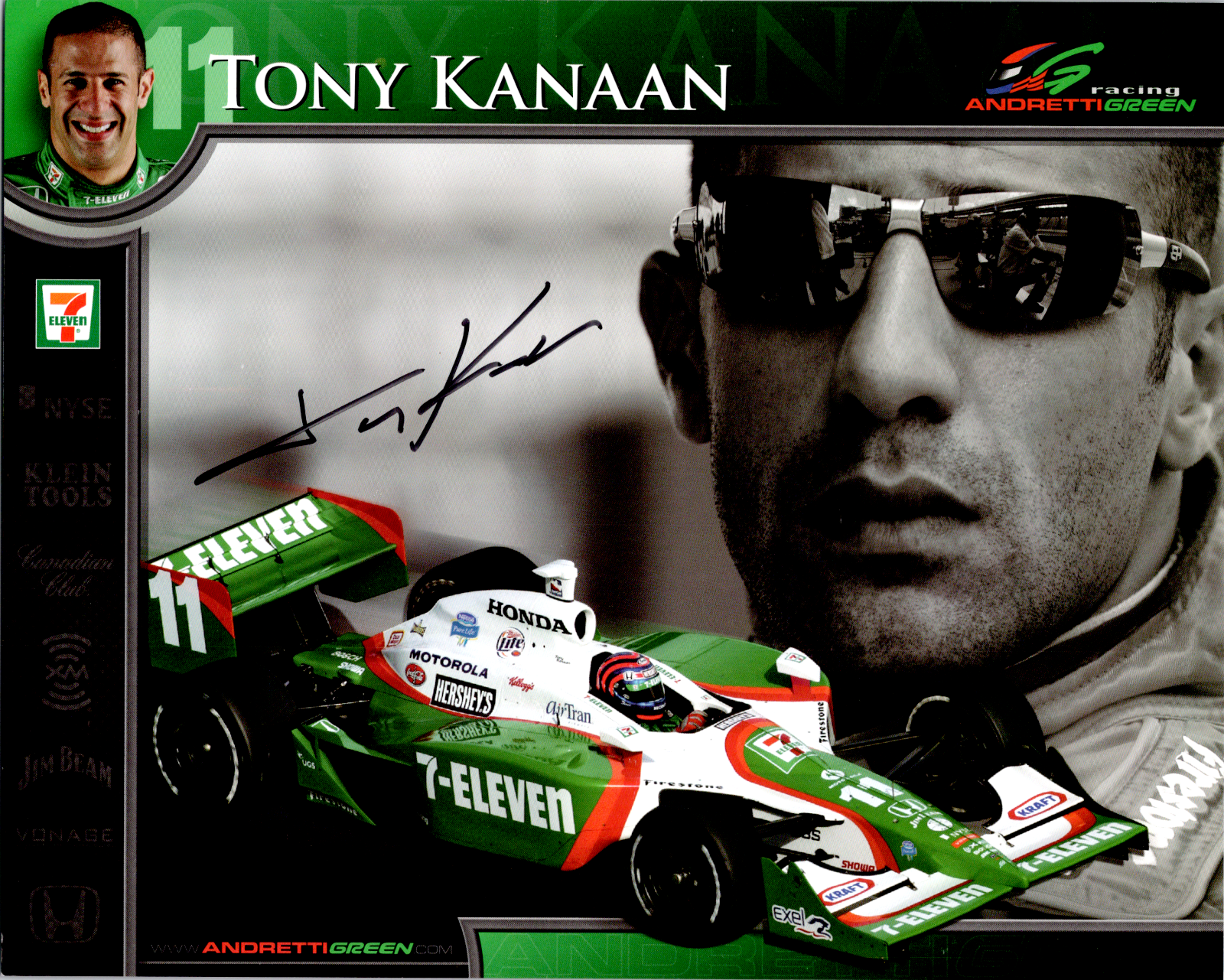 Tony Kanaan 7-Eleven Signed Autographed Cardstock 8x10 Photo C
