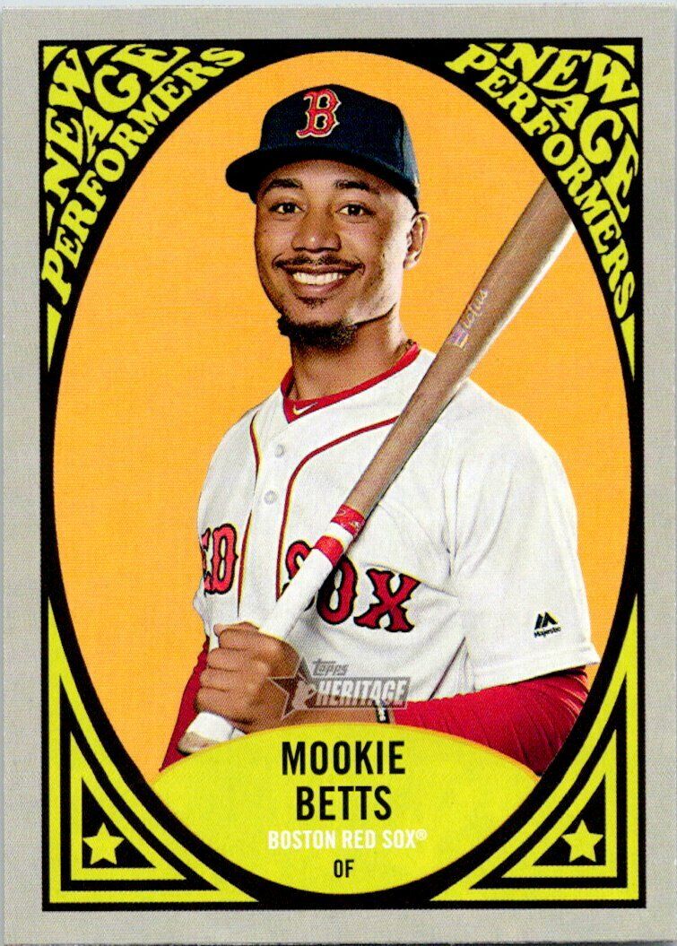 Topps Heritage 2019 Mookie Betts Sticker, Insert and Chrome Card lot of 3