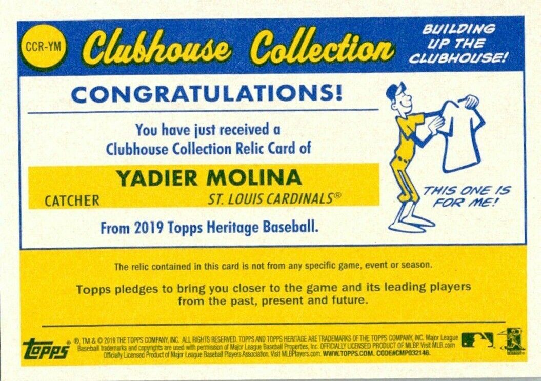 Topps Heritage 2019 Yadier Molina Jersey Card