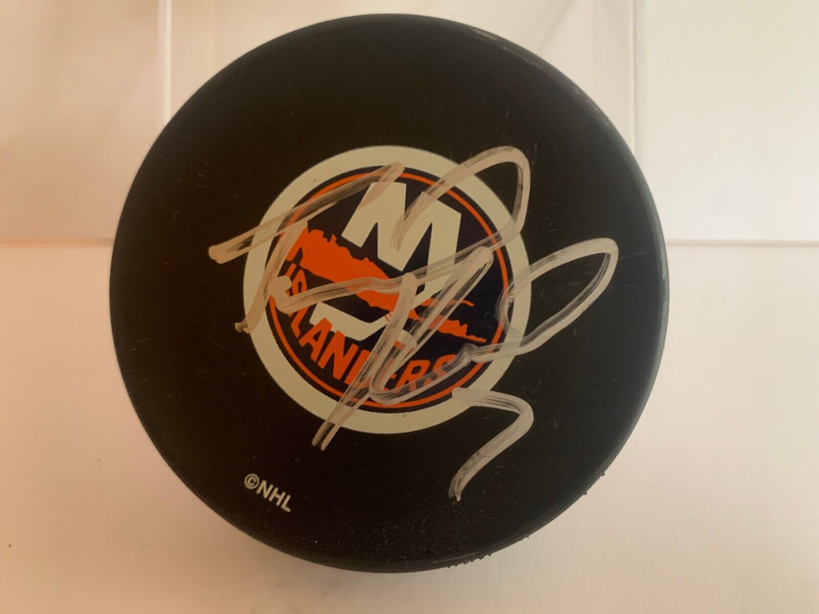Trent Hunter Autographed Official NHL Hockey Puck New York Rangers Logo