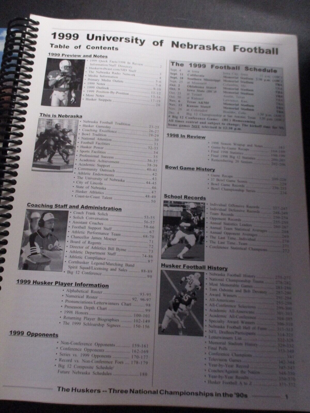 University of Nebraska Cornhuskers 1999 NCAA Football Media Guide Mike Brown EX