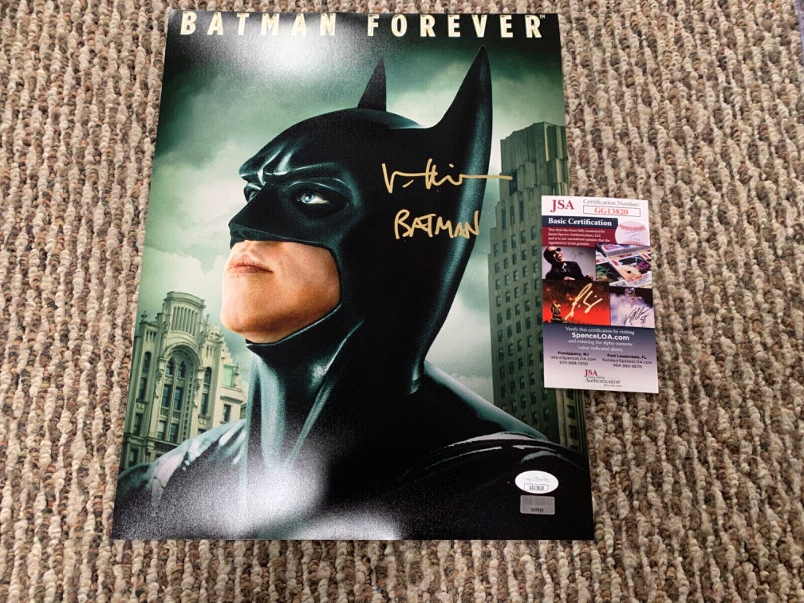Val Kilmer  Batman Forever Autographed 11x14 Photo JSA Celebrity