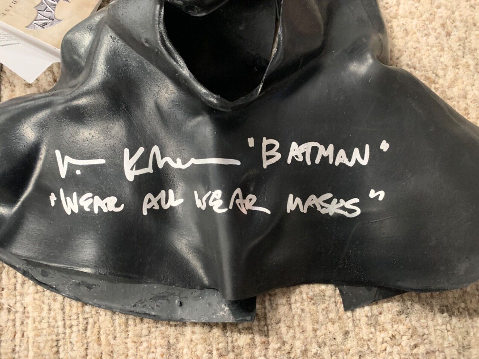 Val Kilmer Full Rubber Batman Mask Signed Bruce Wayne Batman JSA Celebrity