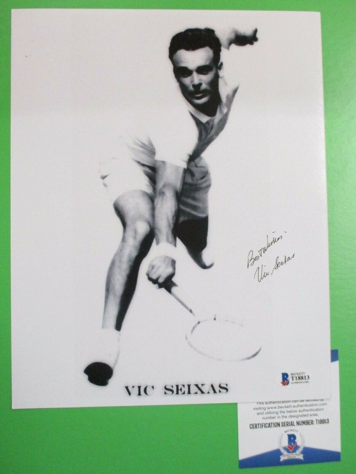 Vic Seixas Tennis Wimbledon Champion Signed Autographed 8x10 B&W Photo BAS