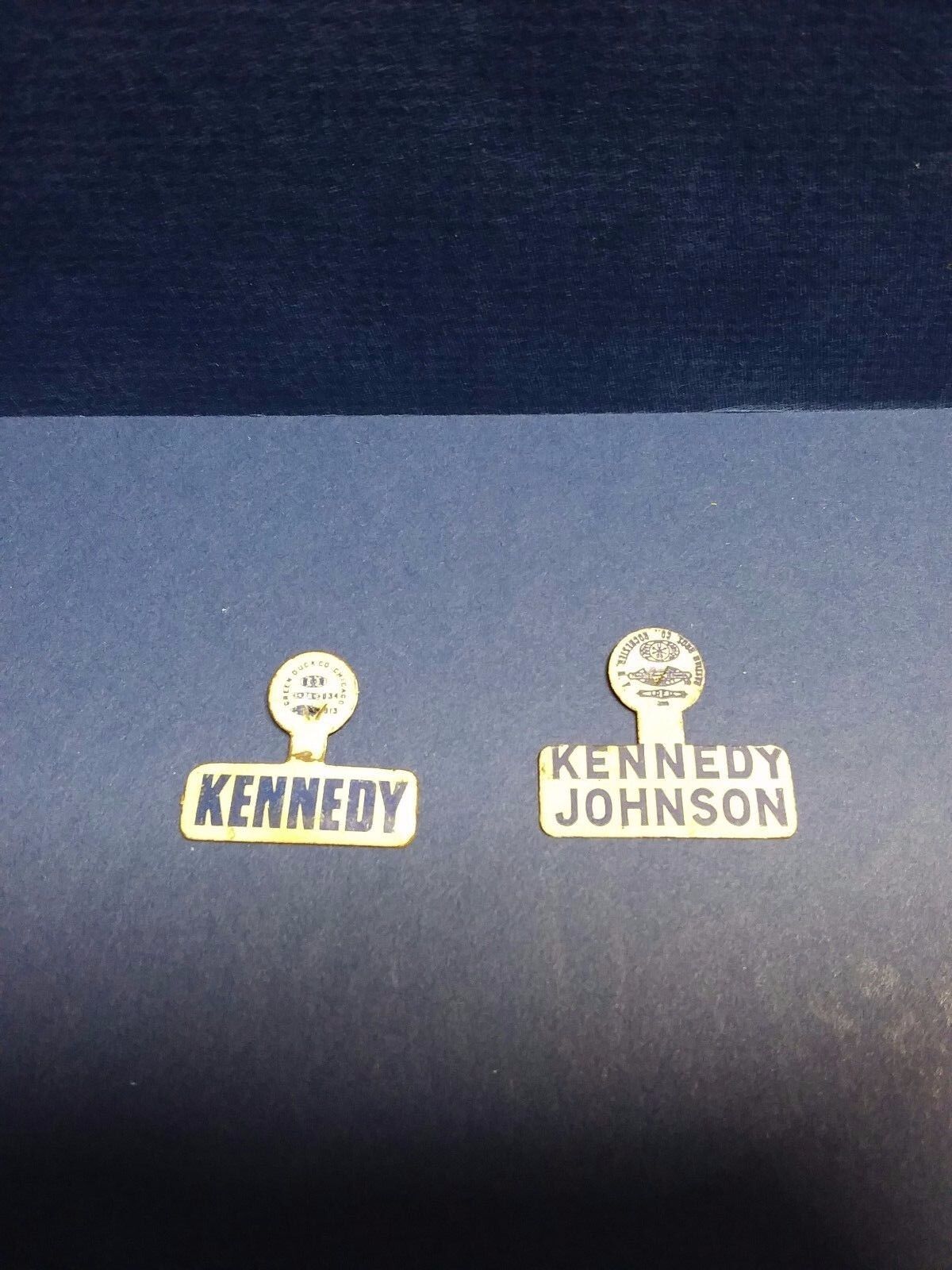 Vintage John F Kennedy Metal Flap Pin Lot of 2