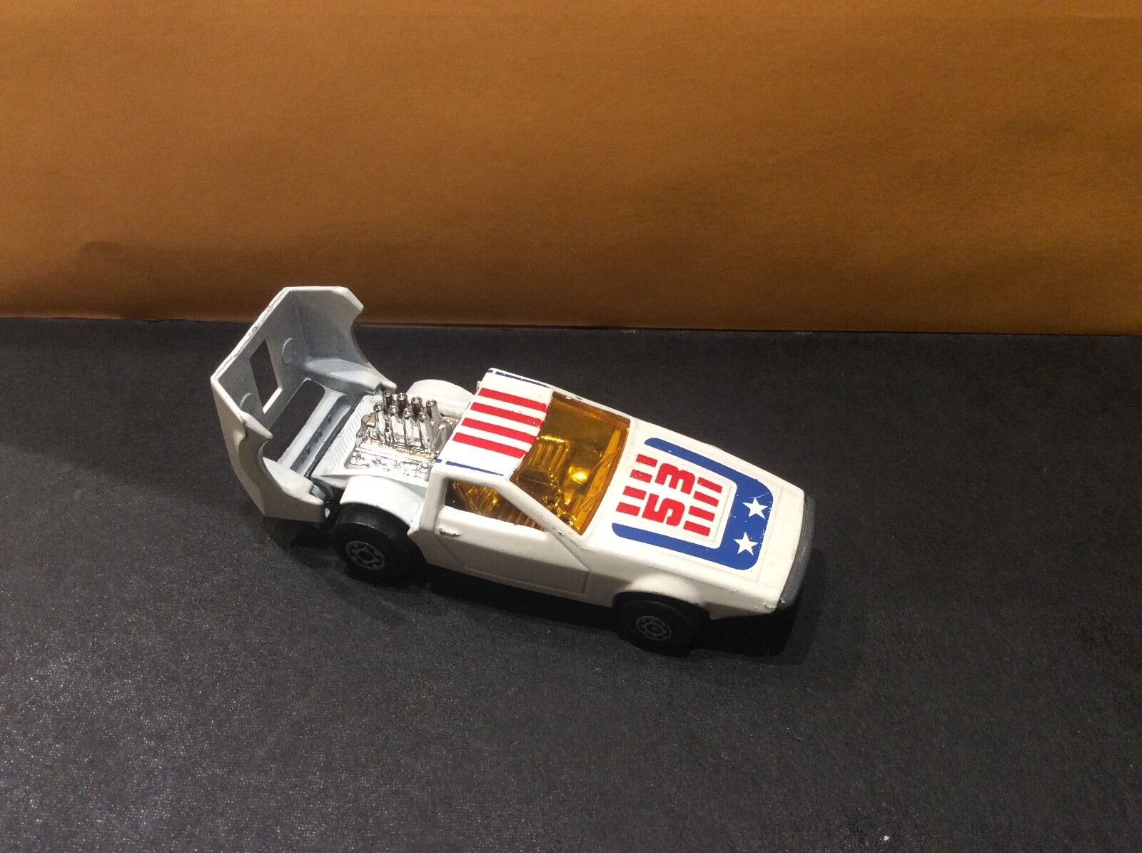 Vintage Matchbox Lesney Super fast No 53 Tanzara 1972 Red, White, and Blue