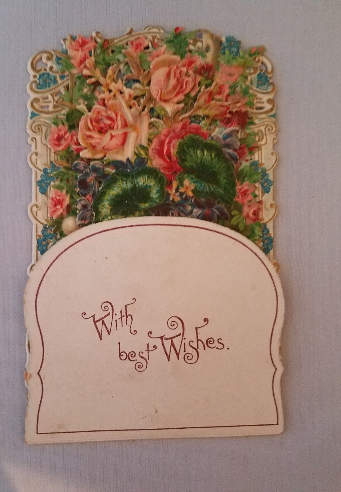 Vintage Pull Down Valentines Day Card 'With Best Wishes'
