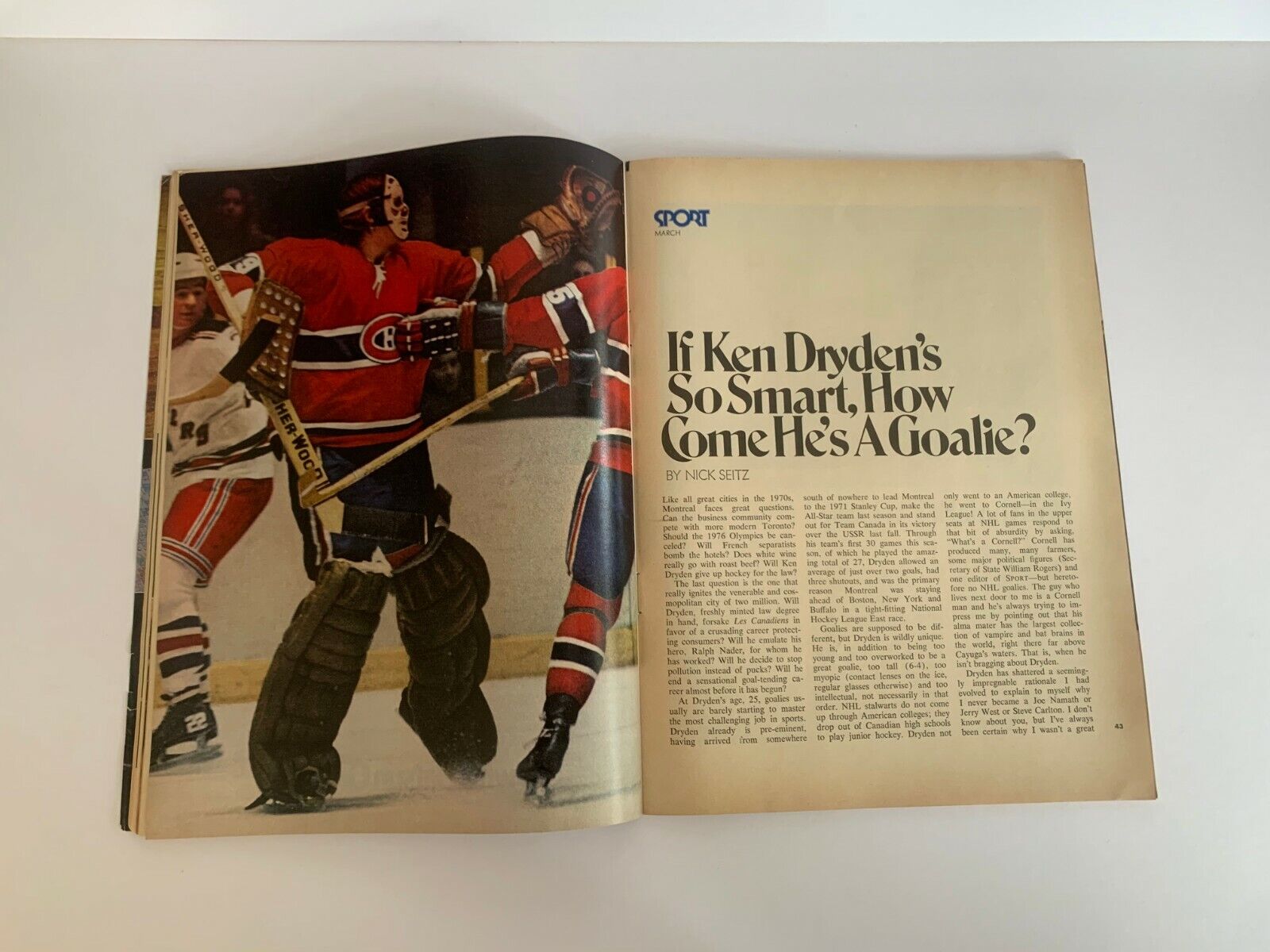 Vintage Sports Magazine March 1973 Volume 55 Number 3 Ken Dryden Cover