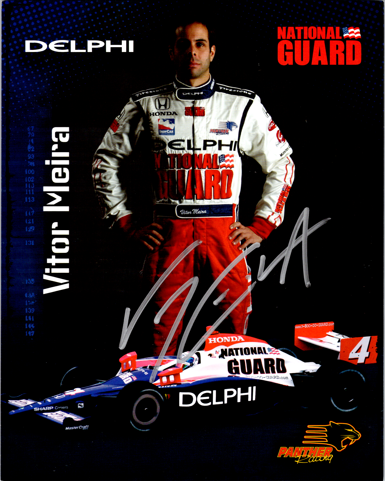 Vitor Meira INDY National Guard Signed Autographed Cardstock 8x10 Photo