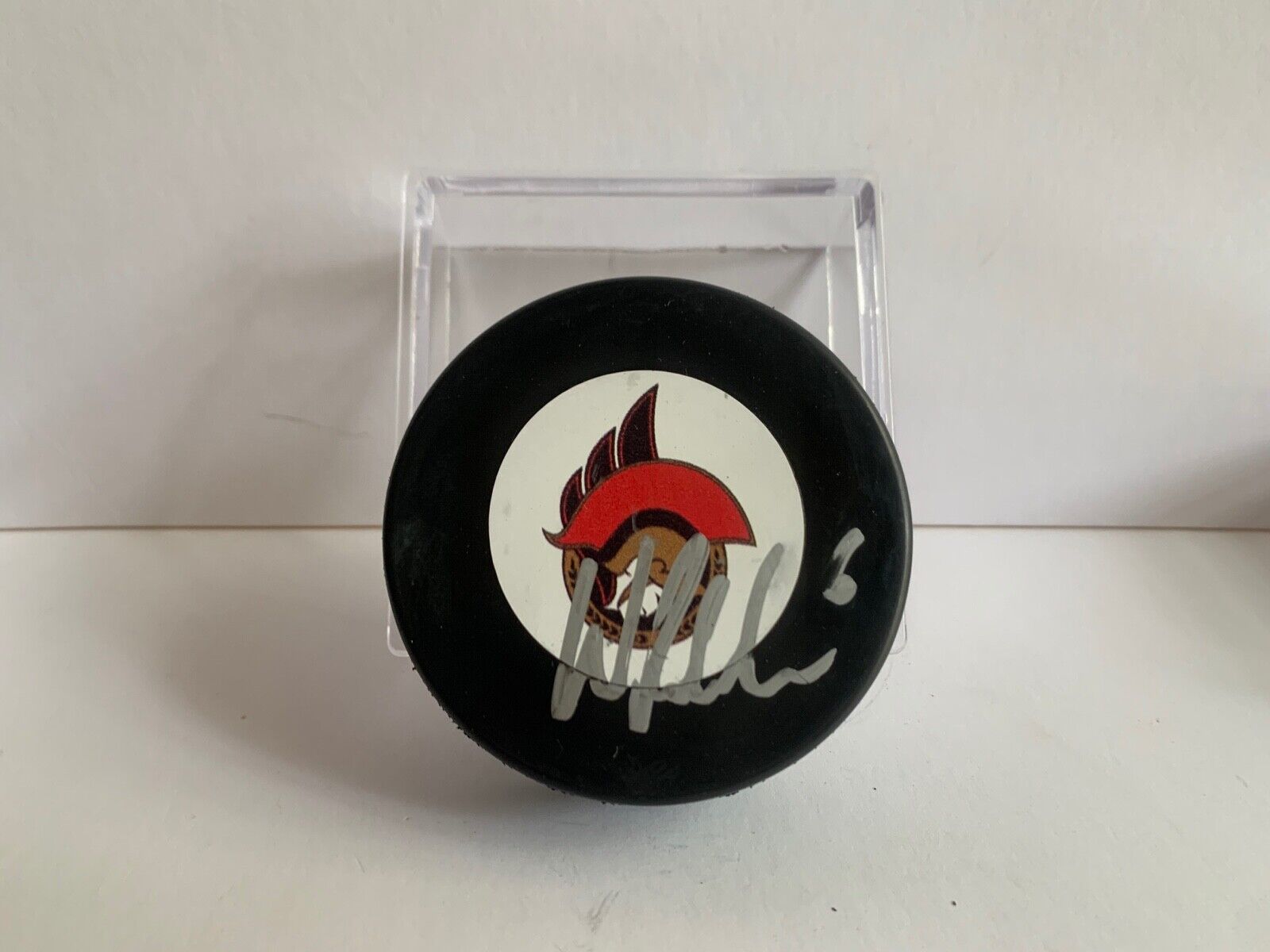 Wade Redden Ottawa Senators Autographed Official NHL Hockey Puck Team Logo