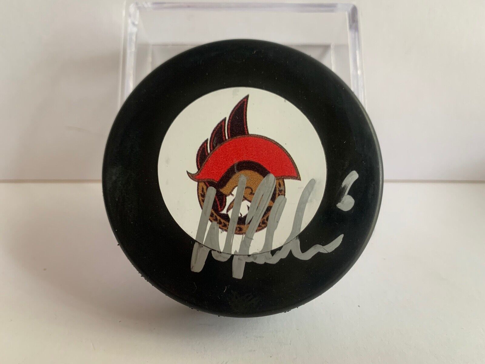 Wade Redden Ottawa Senators Autographed Official NHL Hockey Puck Team Logo