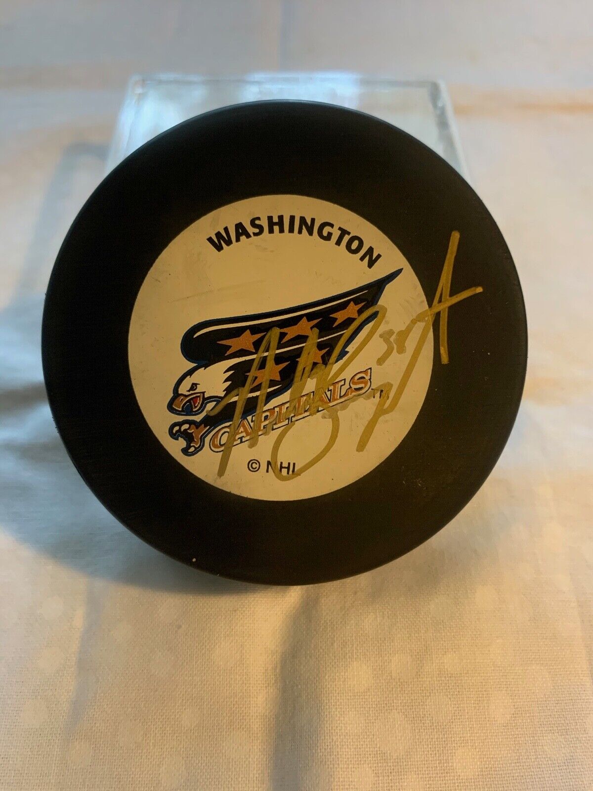 Washington Nationals Hockey Puck Autographed by Nolan Baumgartner All Sports COA