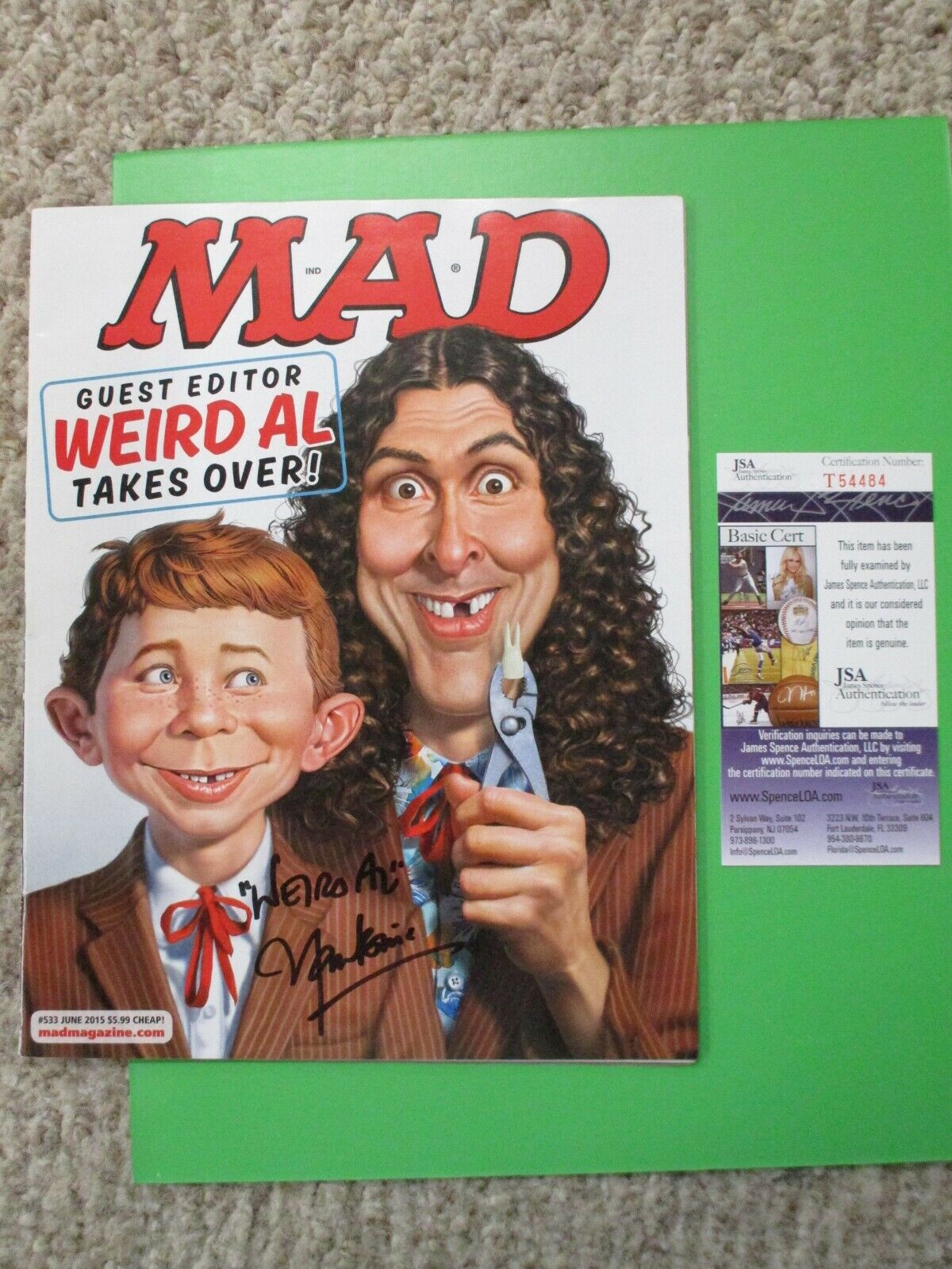 Weird Al Yankovic MAD Magazine Signed Autographed Color JSA