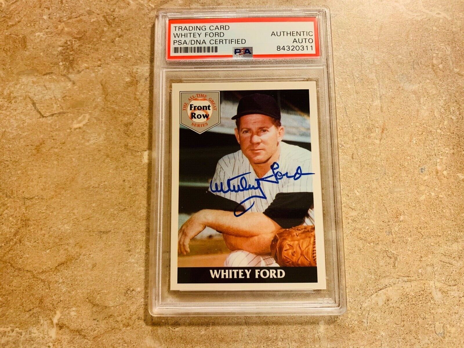 Whitey Ford Yankees 1992 Front Row Autographed Card 1 PSA Slabbed Certified