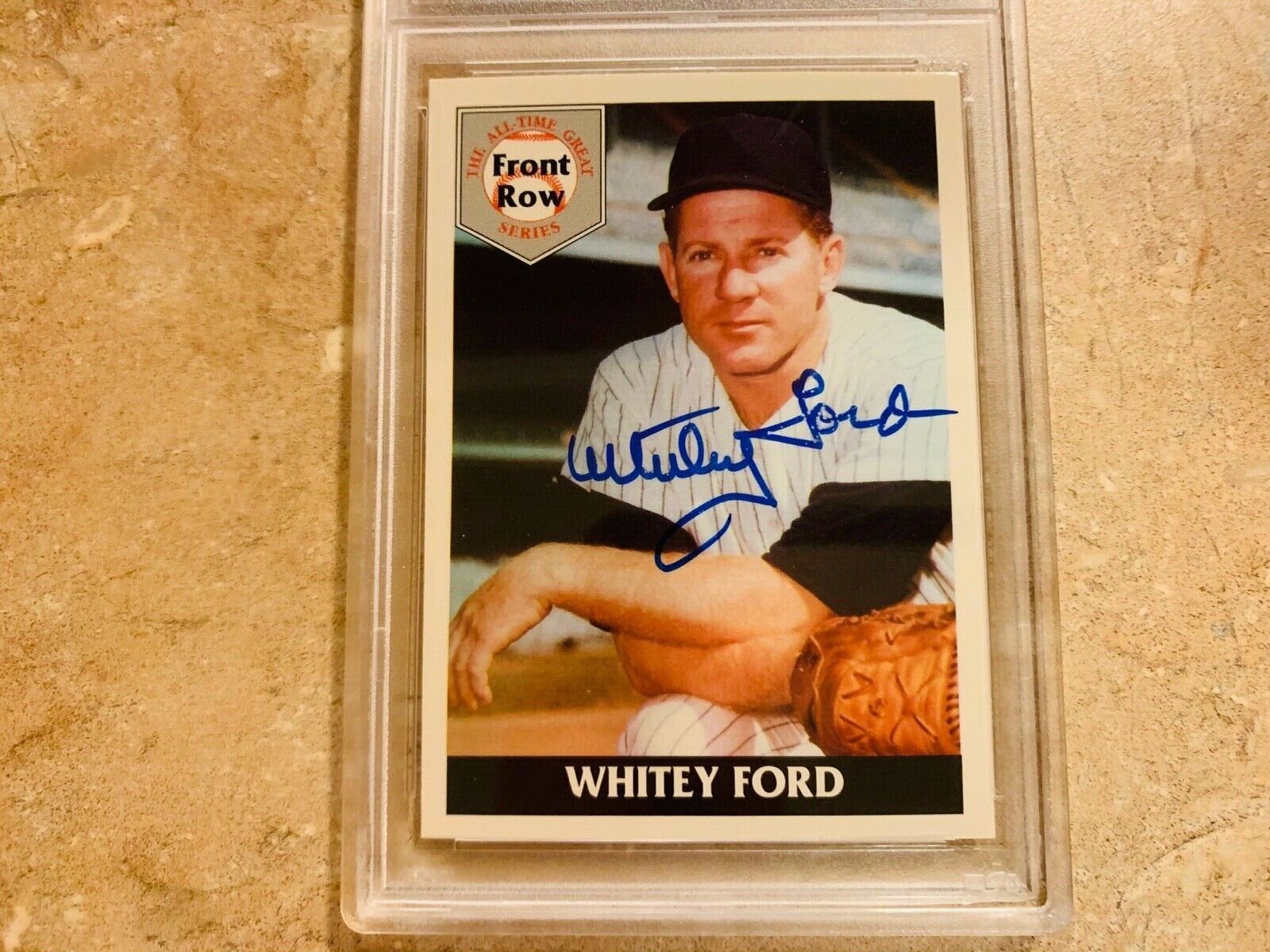 Whitey Ford Yankees 1992 Front Row Autographed Card 1 PSA Slabbed Certified