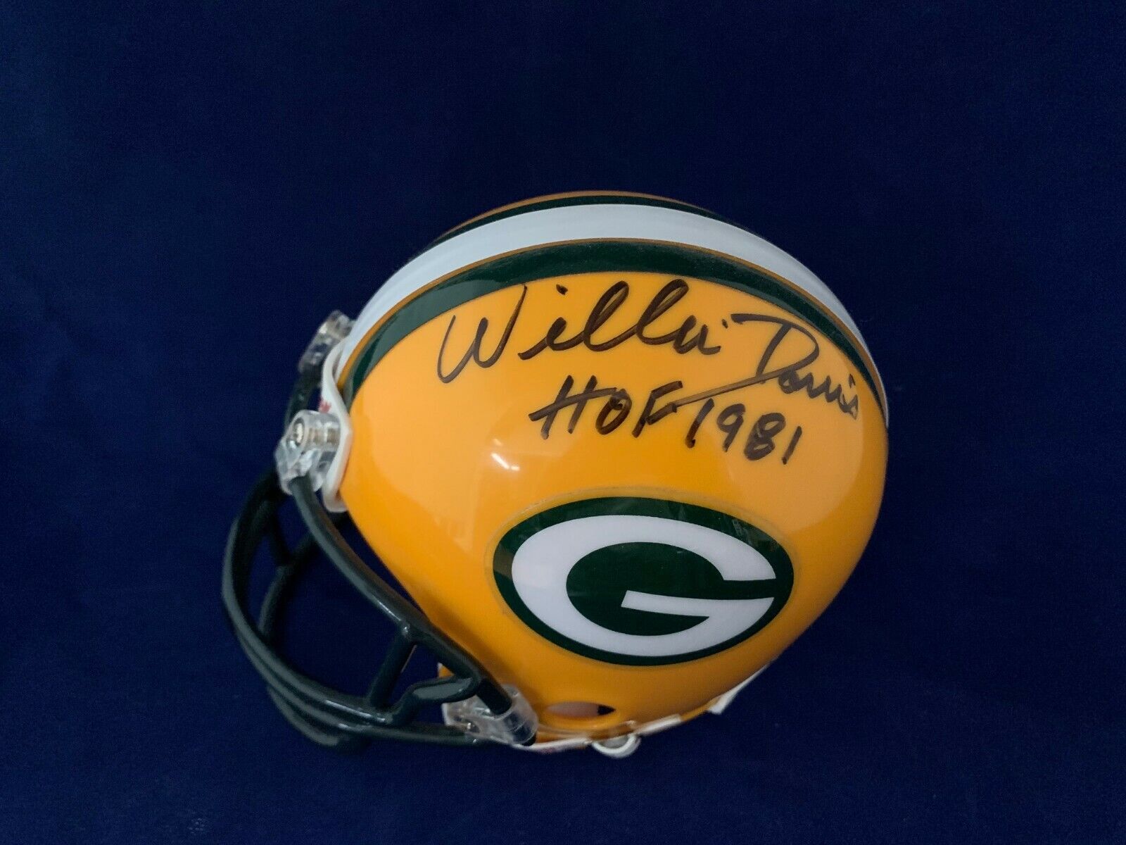 Willie Davis Packers HOF 1981 Signed Autographed Mini Helmet with Cert