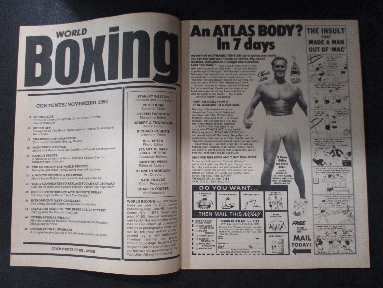 World Boxing Vintage Magazine Sugar Ray Leonard November 1982 Sanchez Vs Nelson