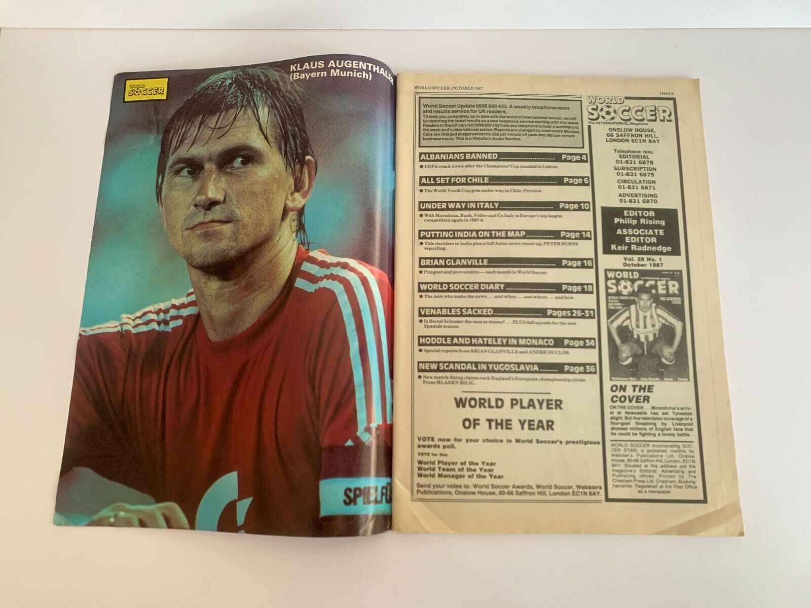 World Soccer International Magazine Ian Rush October 1987 Edition VG