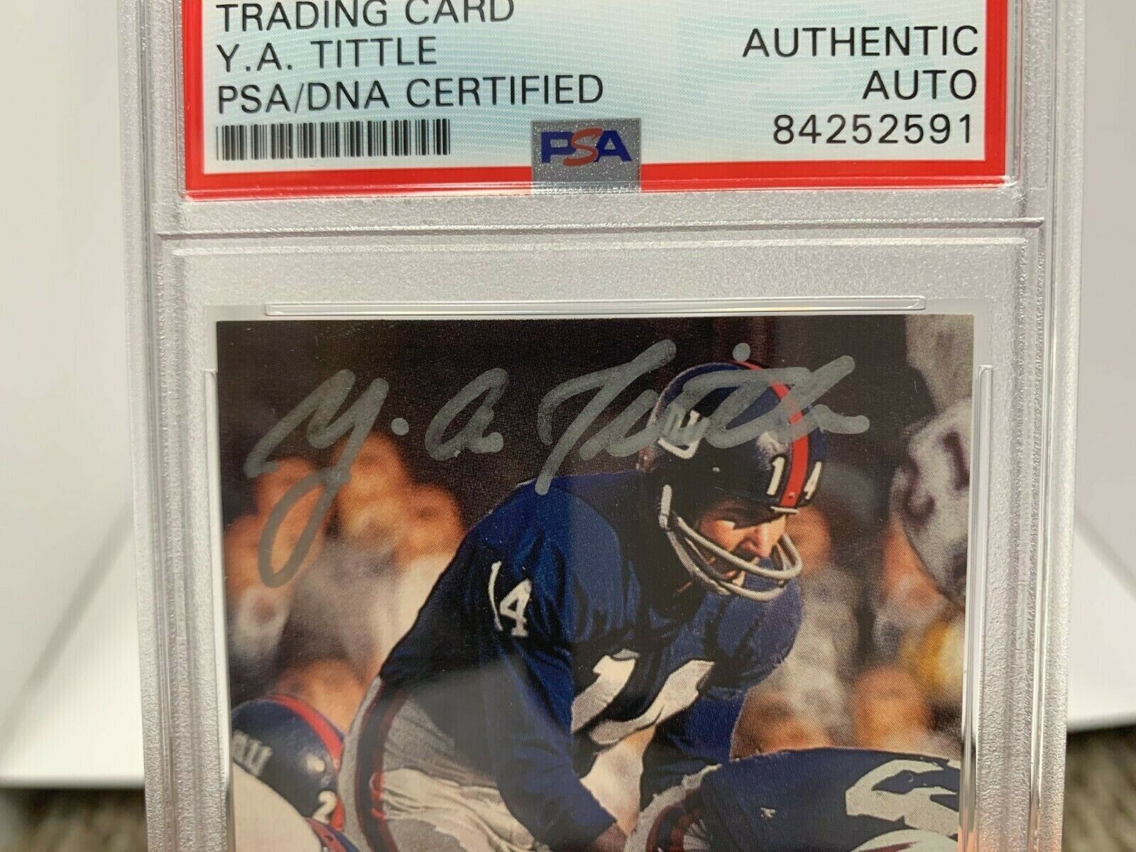 YA Tittle Giants Autographed Signed 1991 QB Legends Card PSA Certified Slabbed