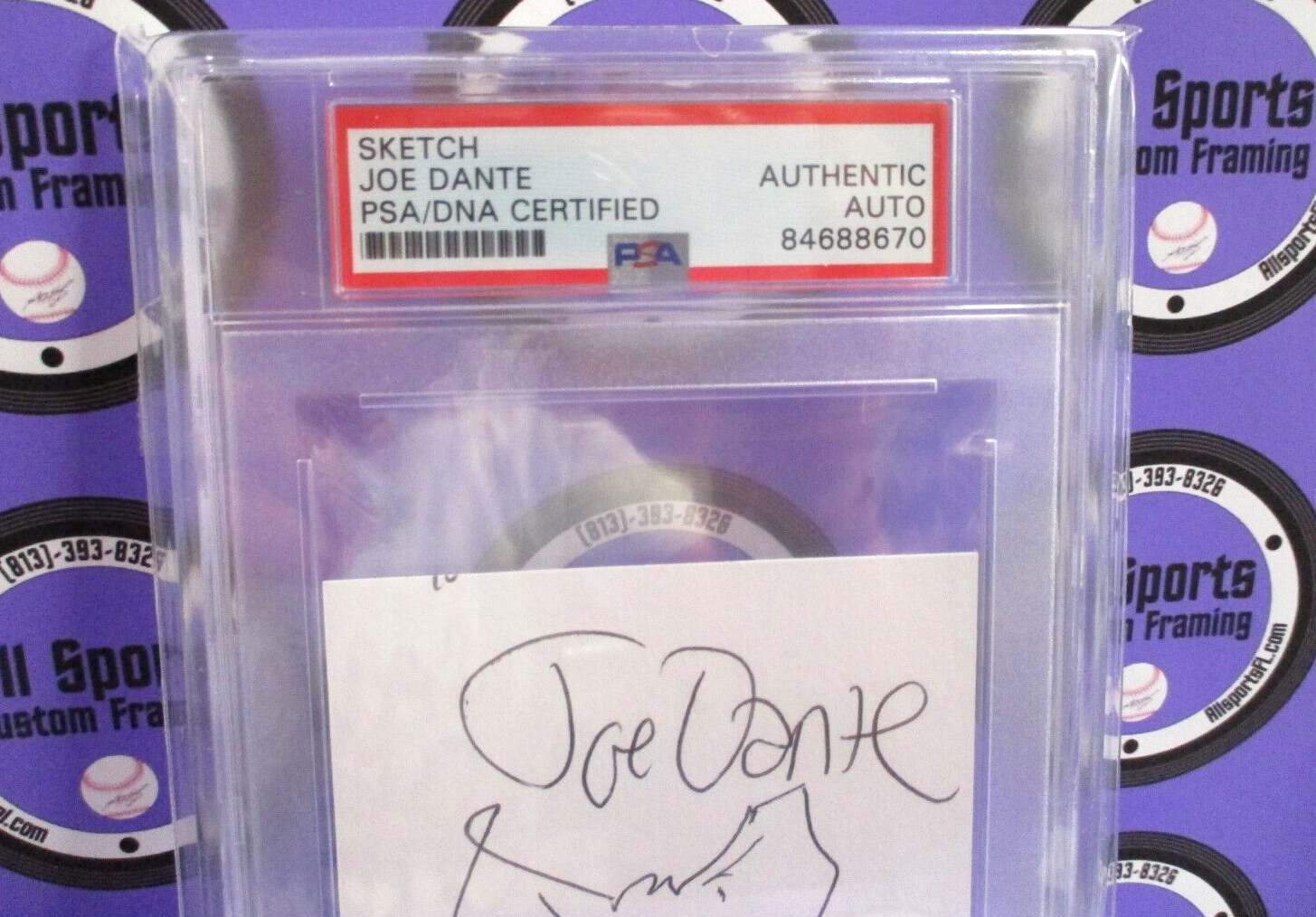 Joe Dante Sketch Autographed Index Card Signed PSA Certified #84688670 Slabbed
