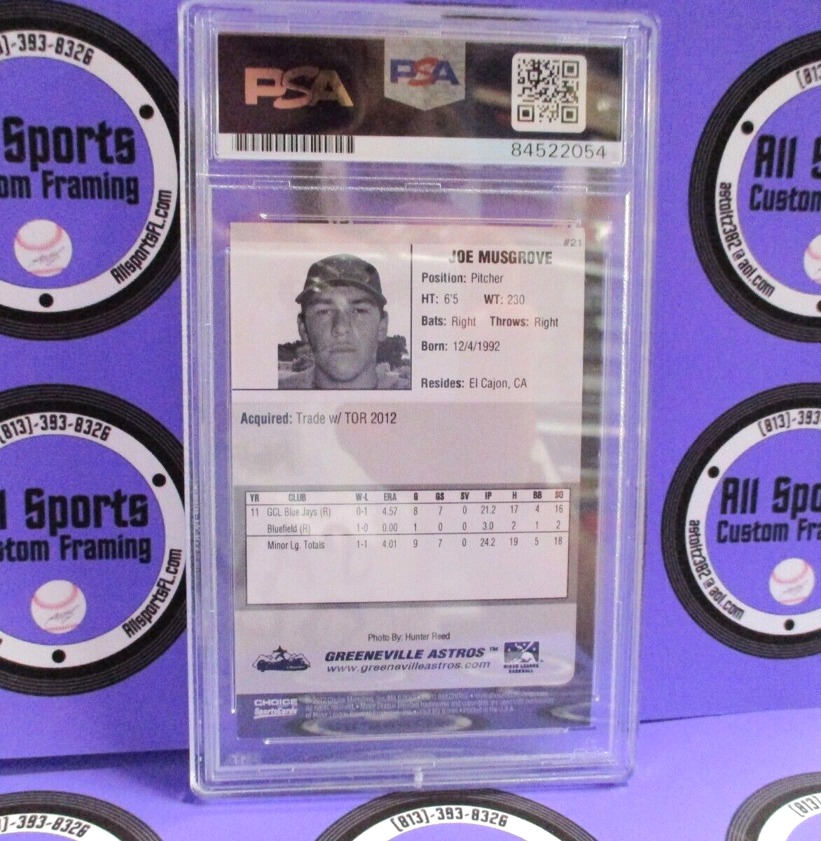 Joe Musgrove Greenville Astros Choice Card PSA Slabbed Certified 84522054